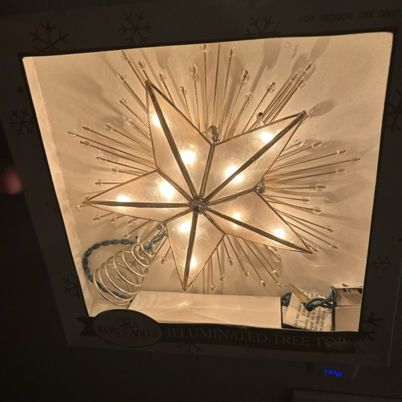 Kurt Adler Illuminated Christmas Tree Star Topper Winter Wonderfland Starburst - Picture 2 of 16